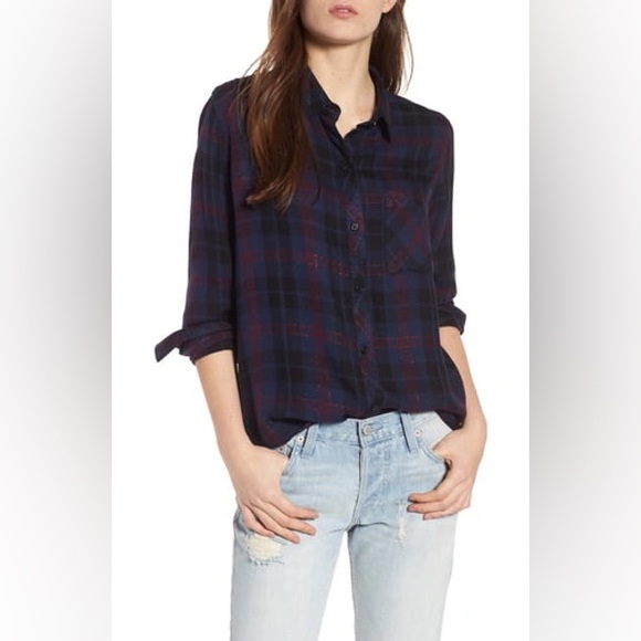 Rails | Hunter Midnight Merlot Gold Flannel Shirt - Picture 9 of 9